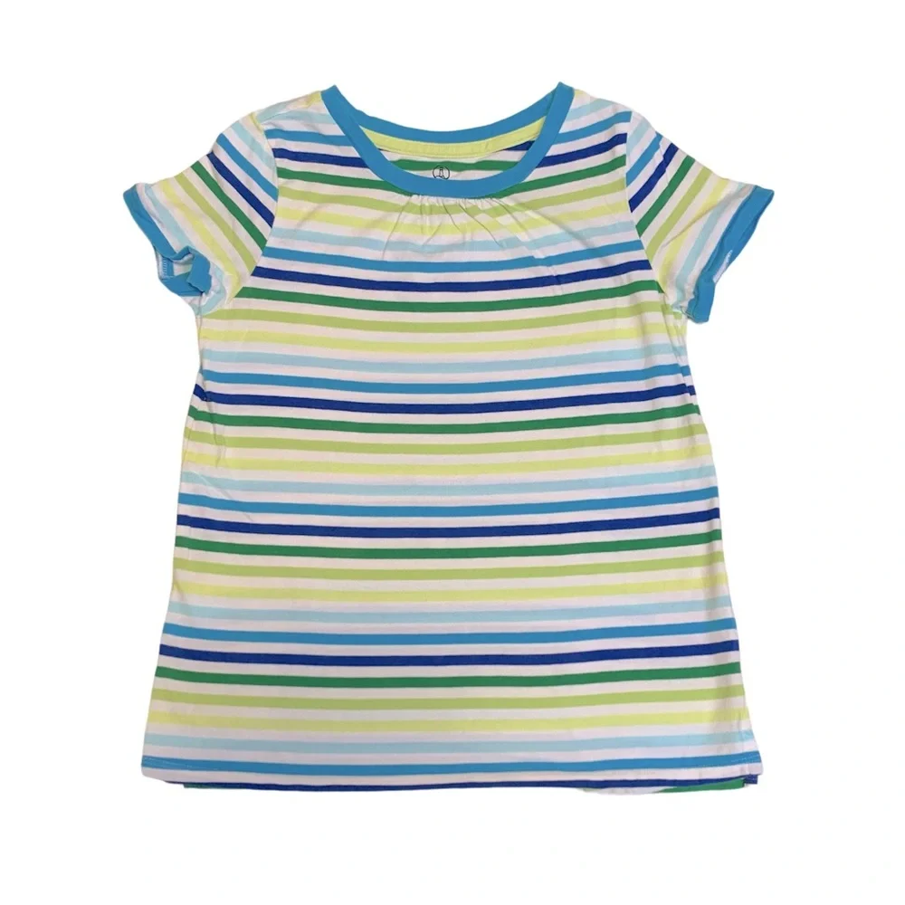Lands End Girls Short Sleeve Cotton Striped Top Size Small (7/8)